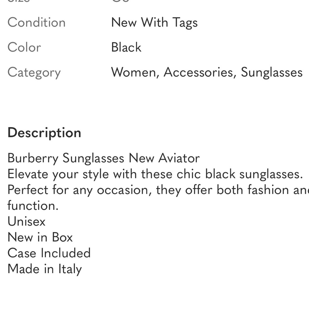 Burberry Aviator Sunglasses NWT - Picture 3 of 3